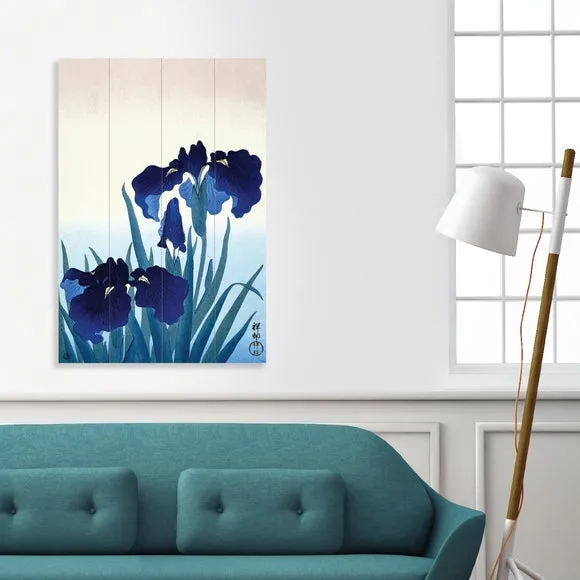 Iris Flowers Wall Art - Blue, Wood image