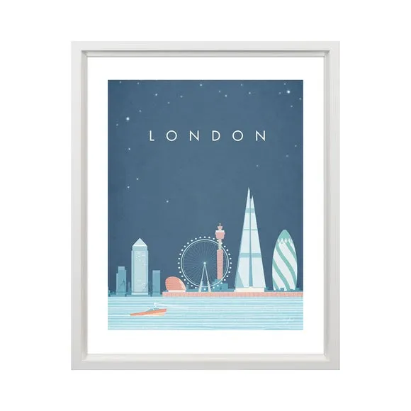 London Skyline Framed Print - Blue