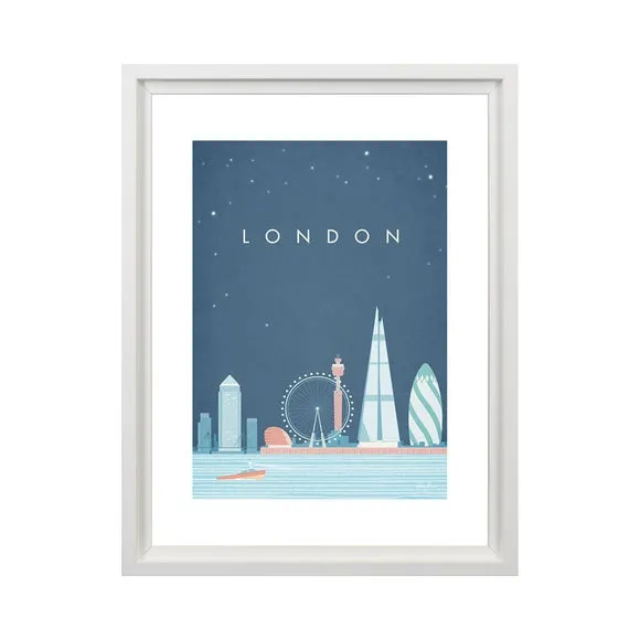 London Skyline Framed Print - Blue