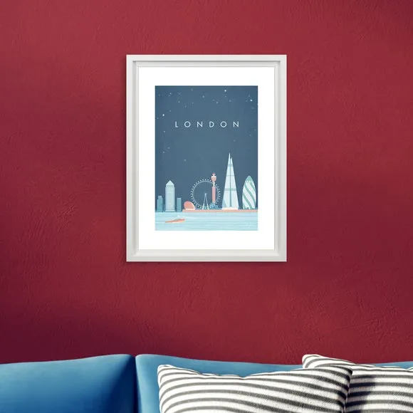 London Skyline Framed Print - Blue image