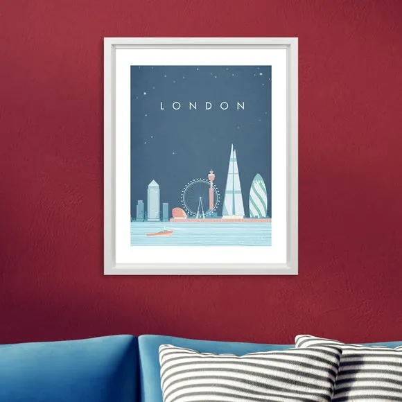 London Skyline Framed Print - Blue