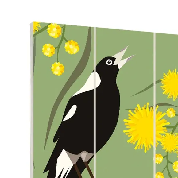 Magpies Wall Art - Green, Wood