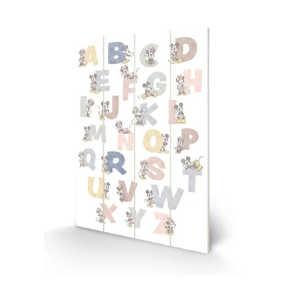 Mickey Friends Wooden Wall Art - White