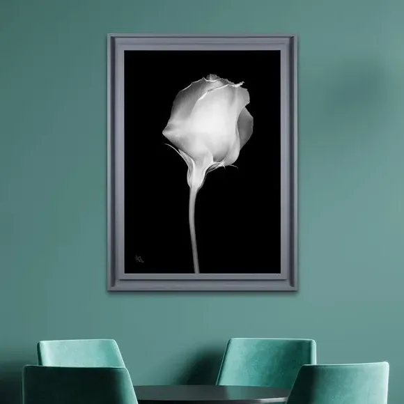 Mono Floral Framed Print - Black/White image