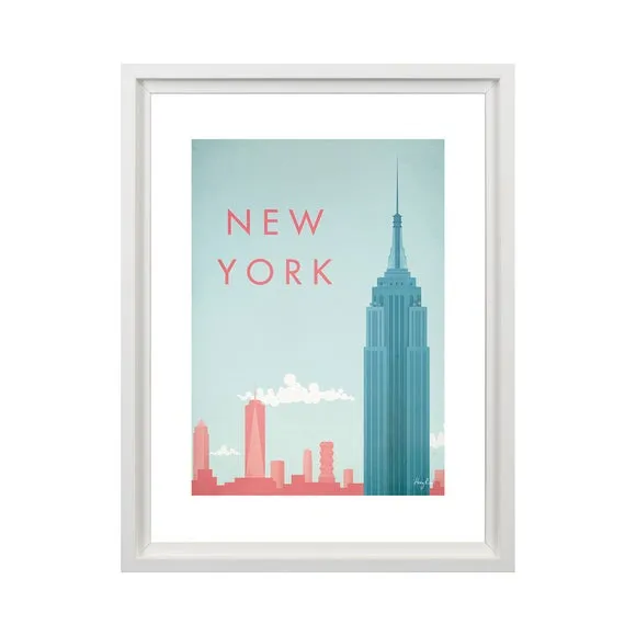 New York Framed Print - Blue