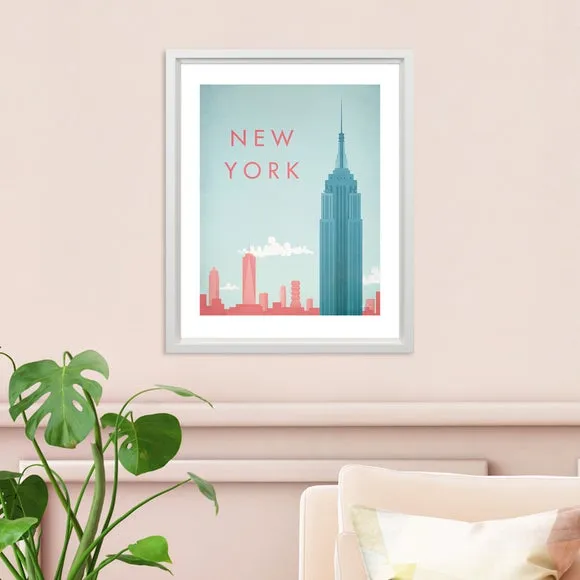 New York Framed Print - Blue