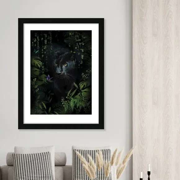 Panther Framed Print - Black image