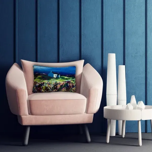 Rectangle Cushion with Zip - Blue, Velvet