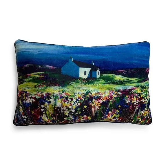 Rectangle Cushion with Zip - Blue, Velvet image