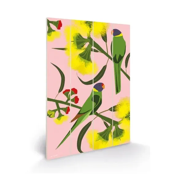Ringnecks Wall Art - Pink, Wood