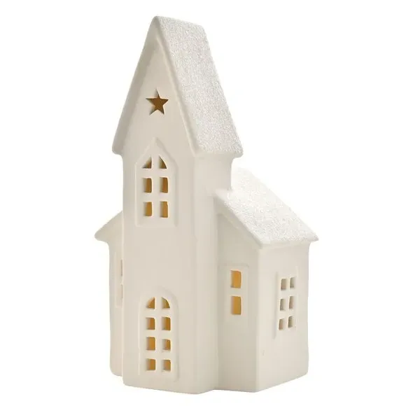 LED Light Up House - White, Ceramic