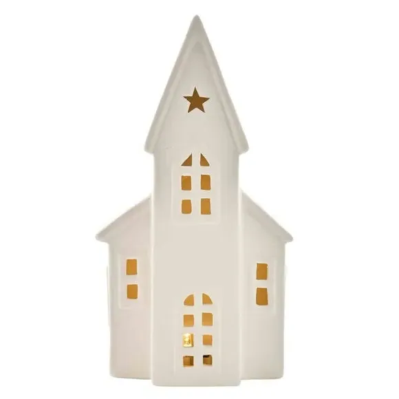 LED Light Up House - White, Ceramic