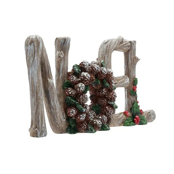 Noel Mantel Plaque - Grey, Resin