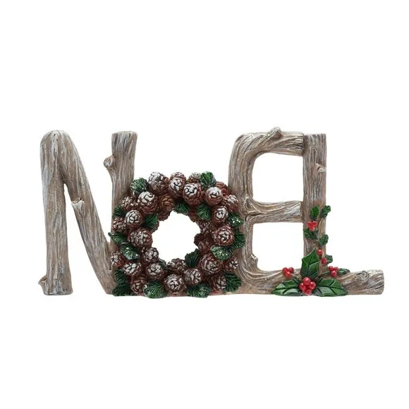 Noel Mantel Plaque - Grey, Resin