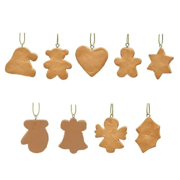 Set of 9 Tree Decorations - Brown, Resin