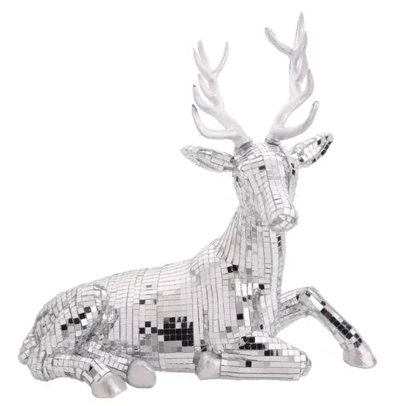 Sitting Reindeer Ornament - Silver, Glass image