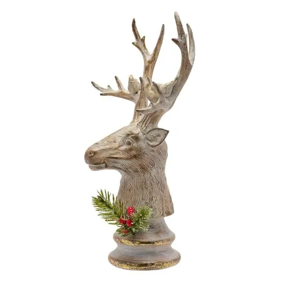 Stag Head Wall Decor - Brown, Wood Effect