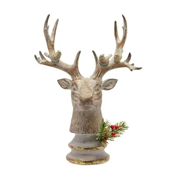 Stag Head Wall Decor - Brown, Wood Effect image