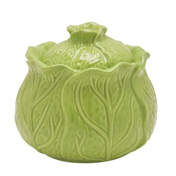 Cabbage Storage Jar with Lid - Green, Ceramic