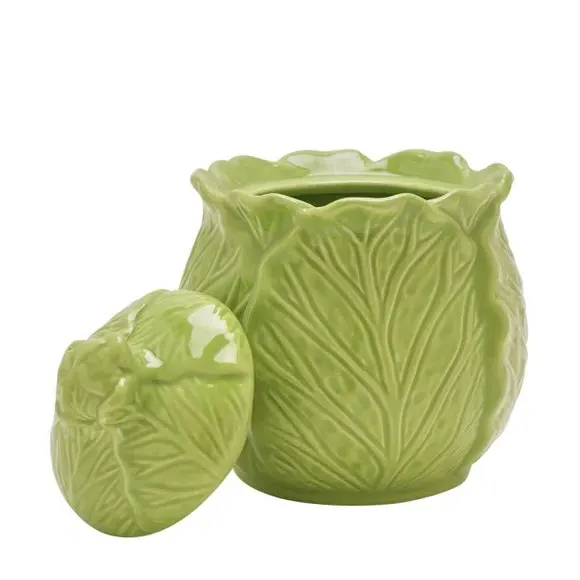 Cabbage Sugar Bowl - Green, Ceramic