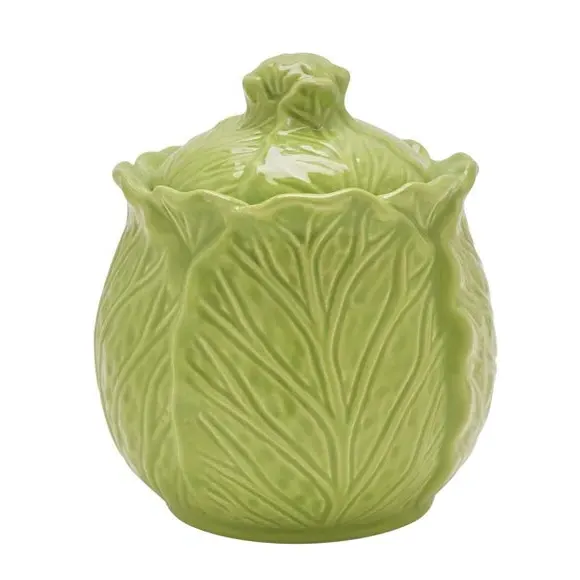 Cabbage Sugar Bowl - Green, Ceramic
