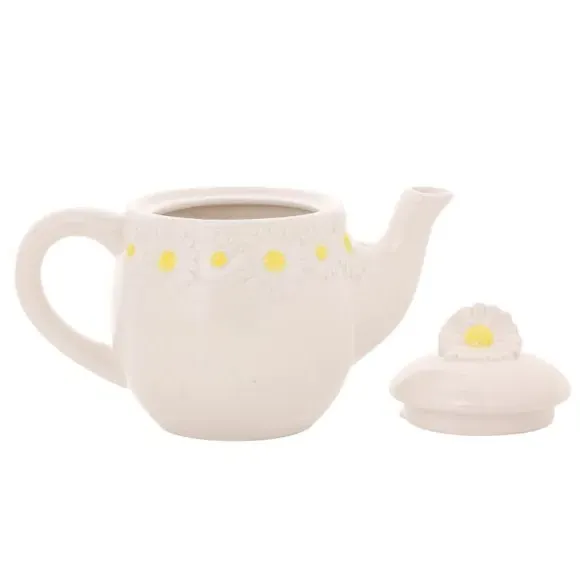 Daisy Teapot with Polka Dots - White, Ceramic