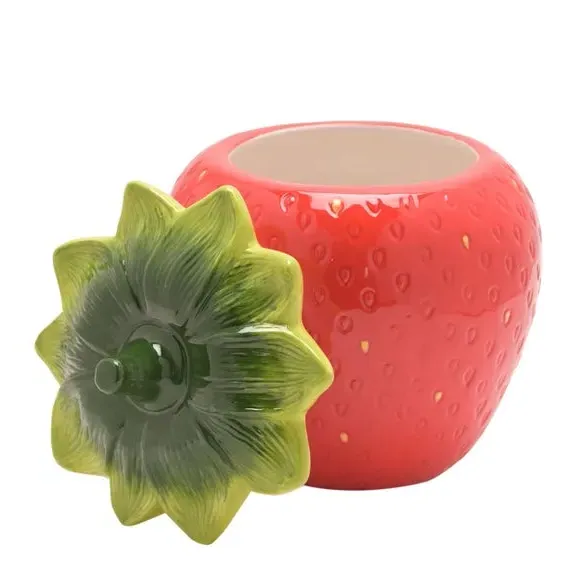 Strawberry Storage Jar - Red, Ceramic