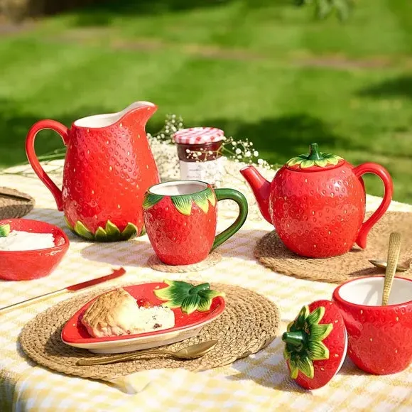 Strawberry Storage Jar - Red, Ceramic