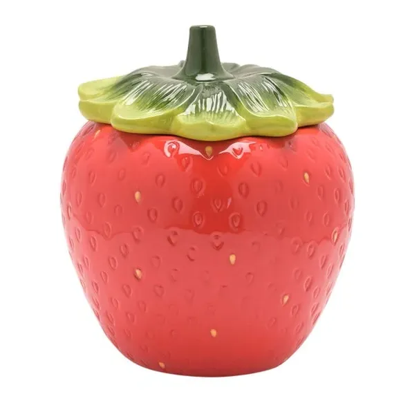 Strawberry Storage Jar - Red, Ceramic