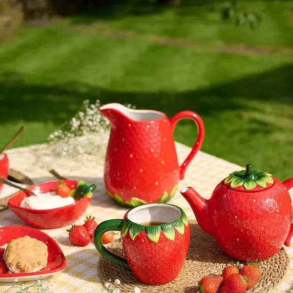 Strawberry Storage Jar - Red, Ceramic image