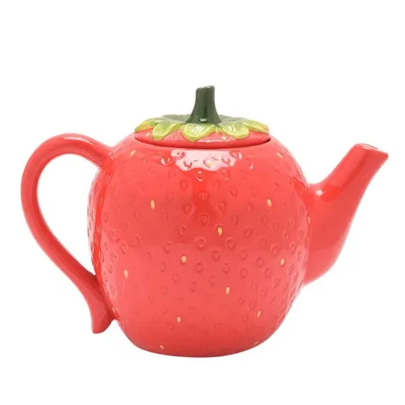 Strawberry Teapot - Red, Ceramic