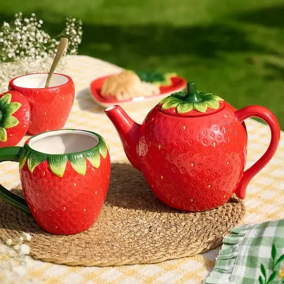 Strawberry Teapot - Red, Ceramic image