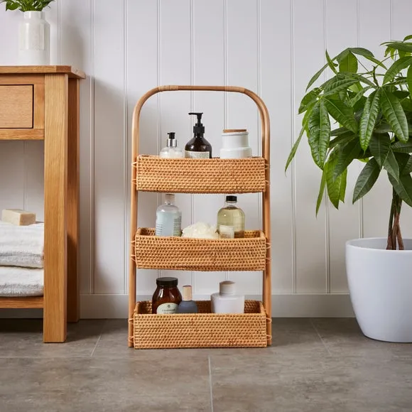 3-Compartment Storage Caddy - Natural, Rattan image
