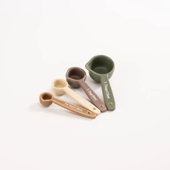 4-Piece Measuring Spoon Set - Brown, Stoneware