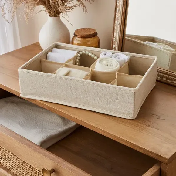 8-Section Drawer Organiser - Natural, Linen image