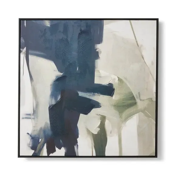 Abstract Framed Canvas - Blue