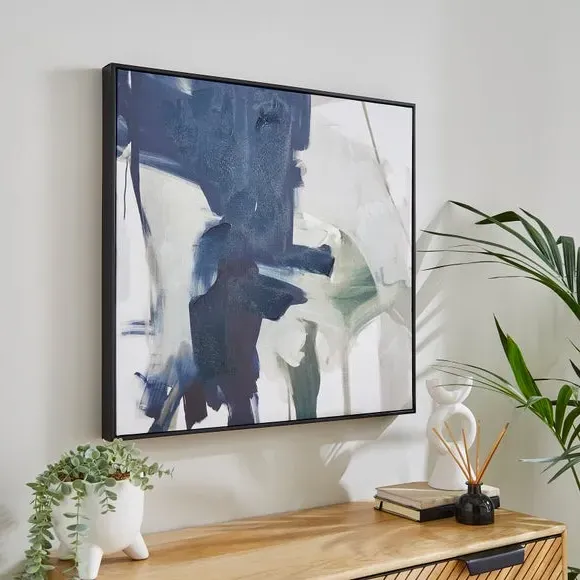 Abstract Framed Canvas - Blue image