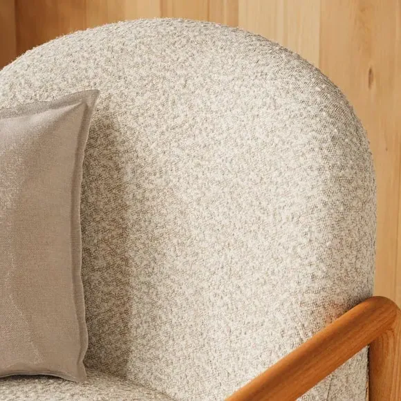 Accent Chair with Curved Arms - Natural, Boucle
