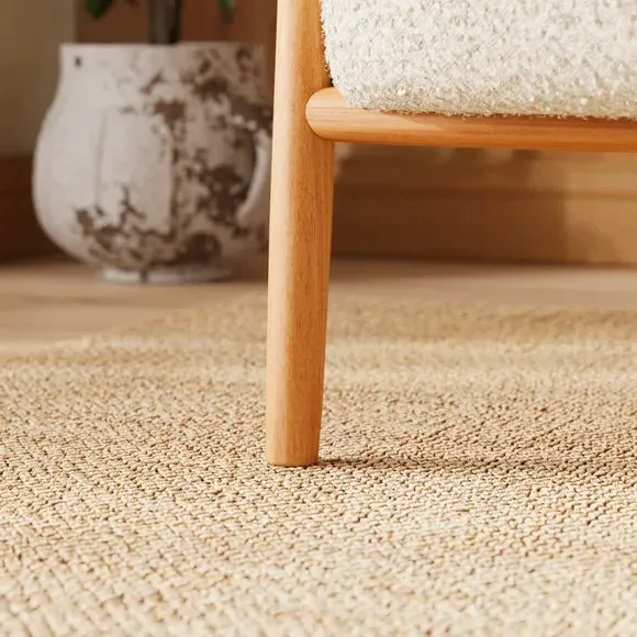 Accent Chair with Curved Arms - Natural, Boucle