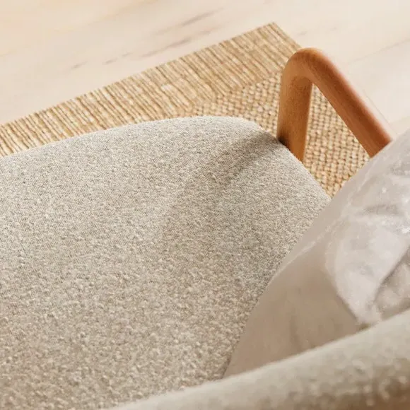 Accent Chair with Curved Arms - Natural, Boucle