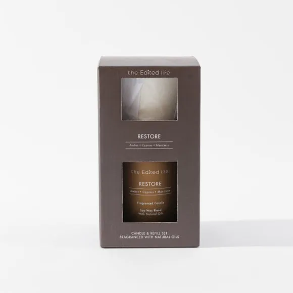 Candle & Refill Gift Set - Brown