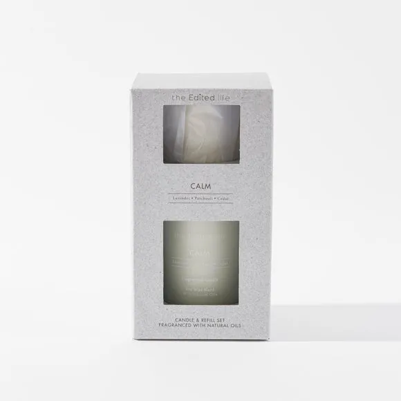 Candle & Refill Gift Set - White, Calm Scent