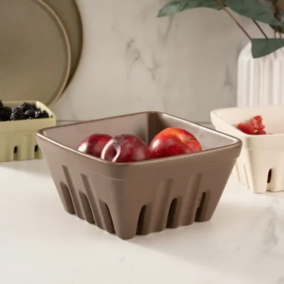 Ceramic Storage Crate Stackable - Fawn, Stoneware