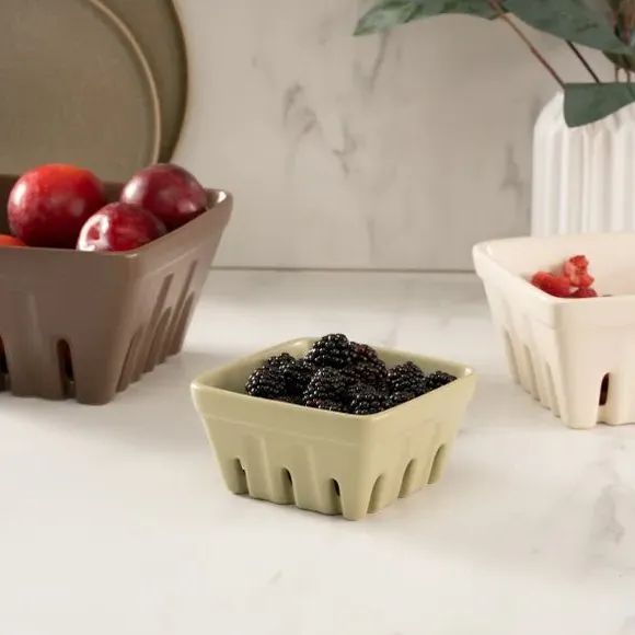 Ceramic Storage Crate Stackable - Olive, Stoneware image