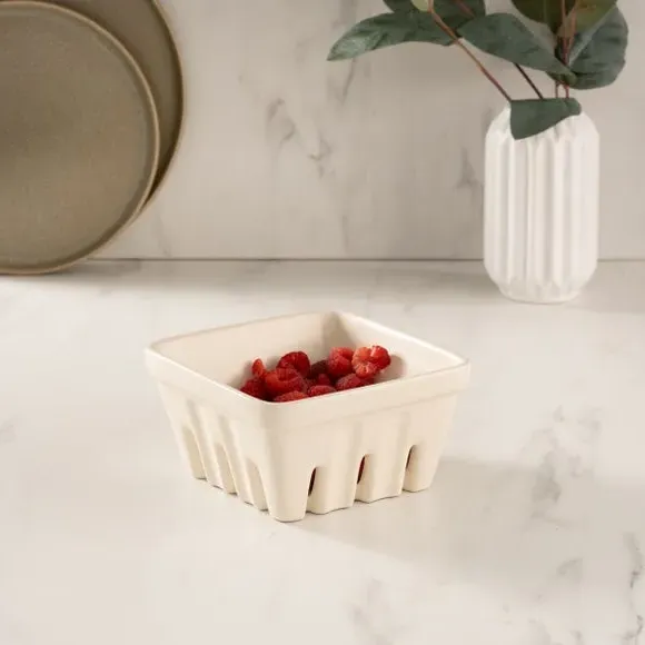 Ceramic Storage Crate Stackable - White, Stoneware