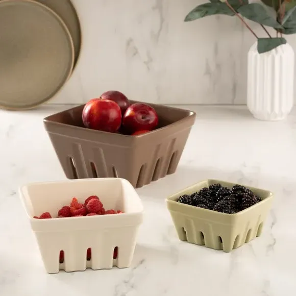 Ceramic Storage Crate Stackable - White, Stoneware