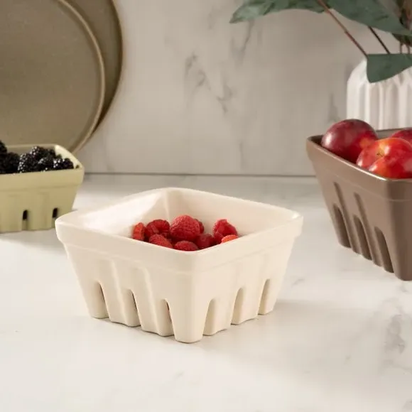 Ceramic Storage Crate Stackable - White, Stoneware