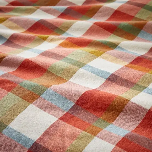 Check Duvet Cover Set - Red, Cotton