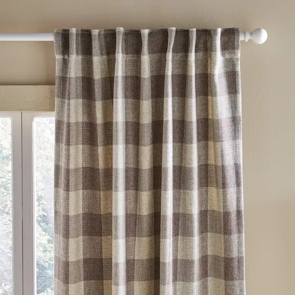 Check Tab Top Curtains Unlined - Fawn, Polyester
