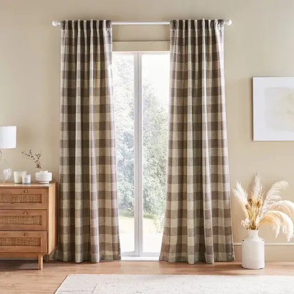 Check Tab Top Curtains Unlined - Fawn, Polyester